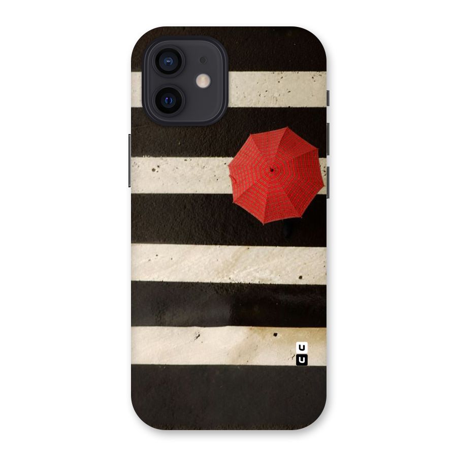 Single Red Umbrella Stripes Back Case for iPhone 12