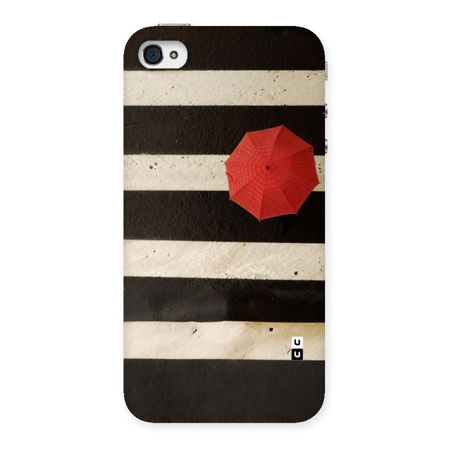 Single Red Umbrella Stripes Back Case for iPhone 4 4s