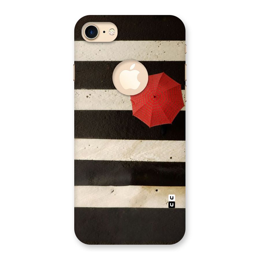 Single Red Umbrella Stripes Back Case for iPhone 7 Logo Cut