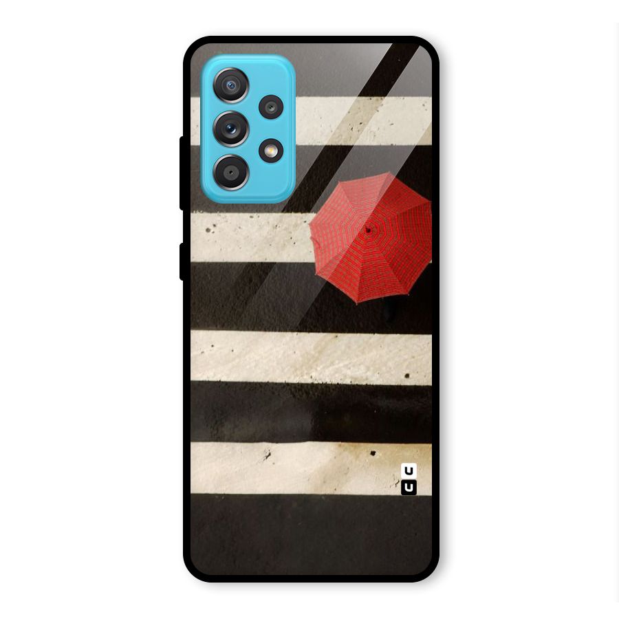 Single Red Umbrella Stripes Glass Back Case for Galaxy A52