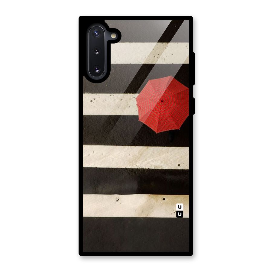 Single Red Umbrella Stripes Glass Back Case for Galaxy Note 10
