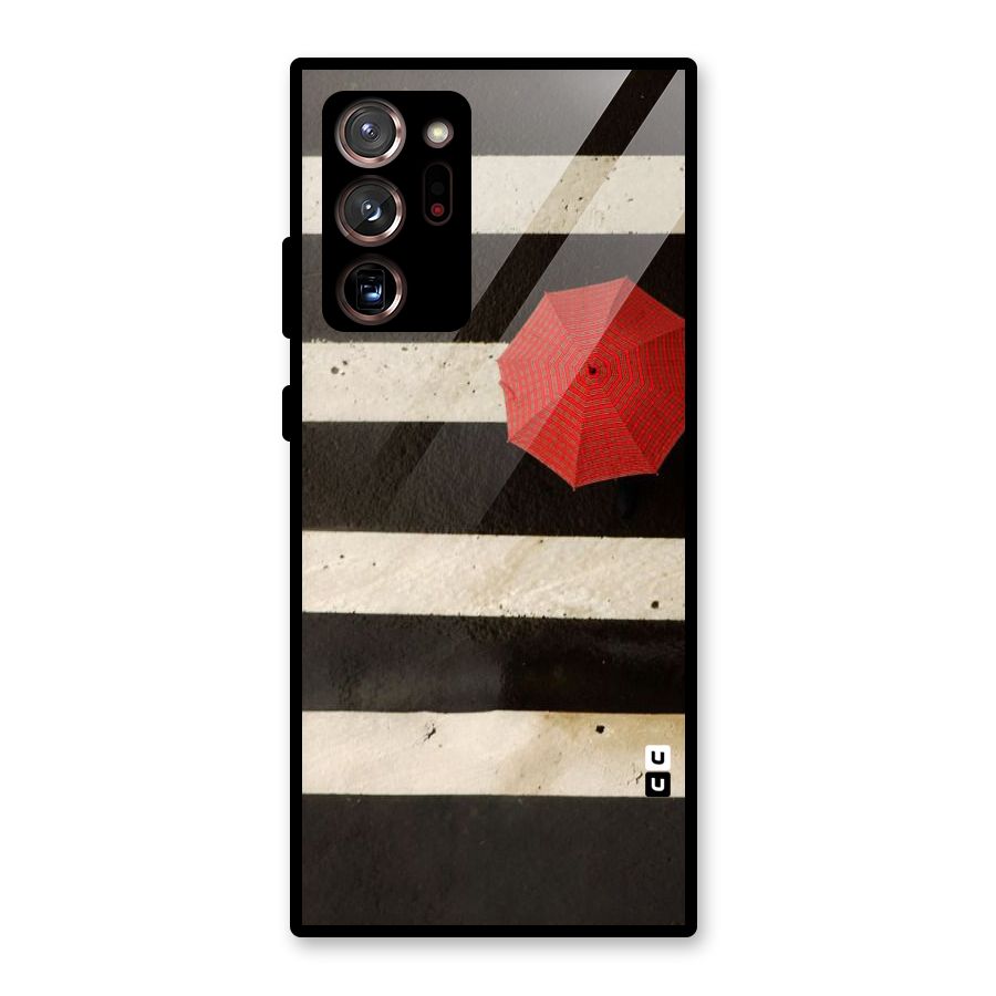 Single Red Umbrella Stripes Glass Back Case for Galaxy Note 20 Ultra