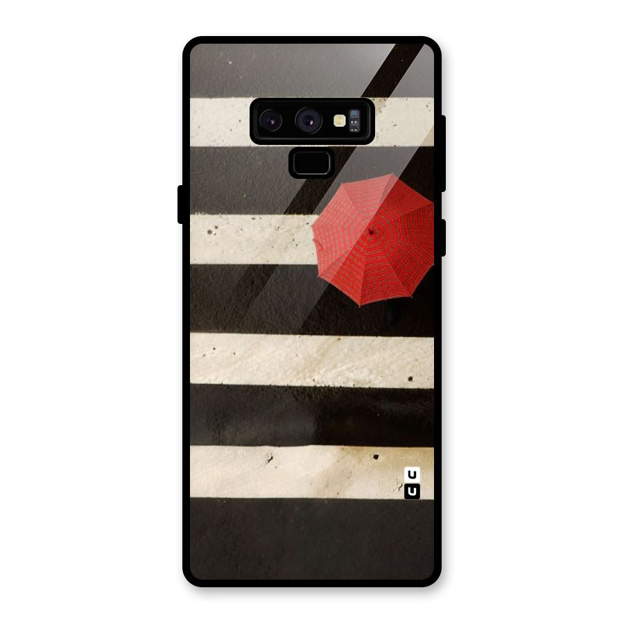 Single Red Umbrella Stripes Glass Back Case for Galaxy Note 9