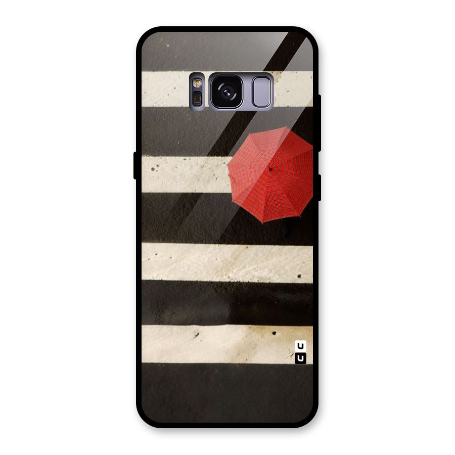 Single Red Umbrella Stripes Glass Back Case for Galaxy S8