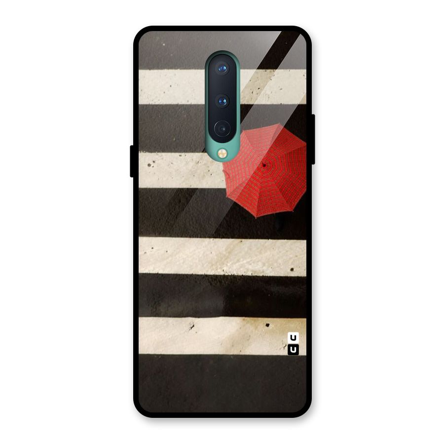 Single Red Umbrella Stripes Glass Back Case for OnePlus 8