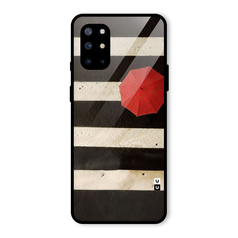 Single Red Umbrella Stripes Glass Back Case for OnePlus 8T