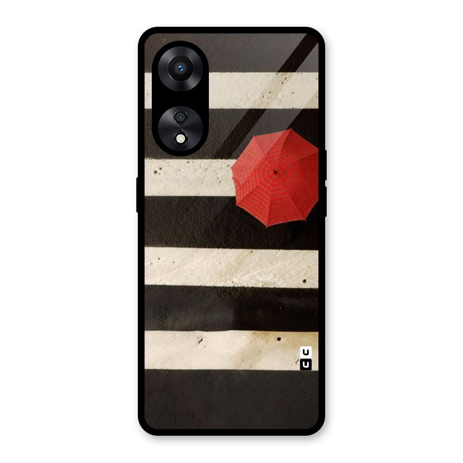 Single Red Umbrella Stripes Glass Back Case for Oppo A78