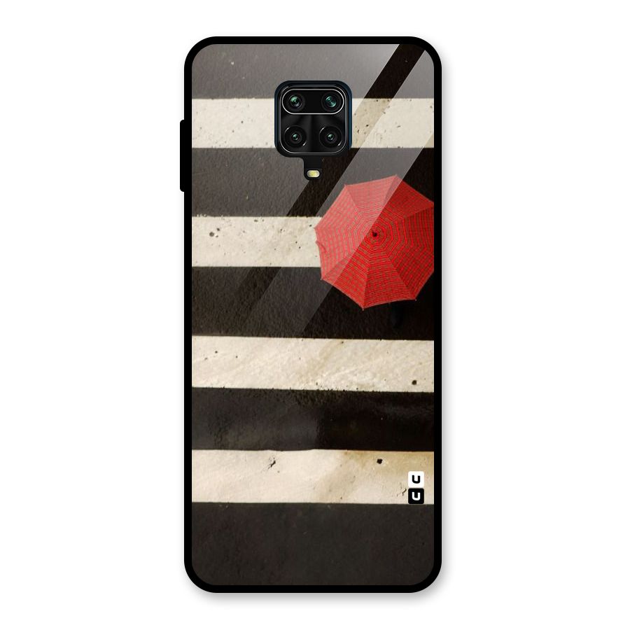 Single Red Umbrella Stripes Glass Back Case for Poco M2 Pro
