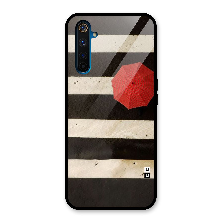 Single Red Umbrella Stripes Glass Back Case for Realme 6 Pro
