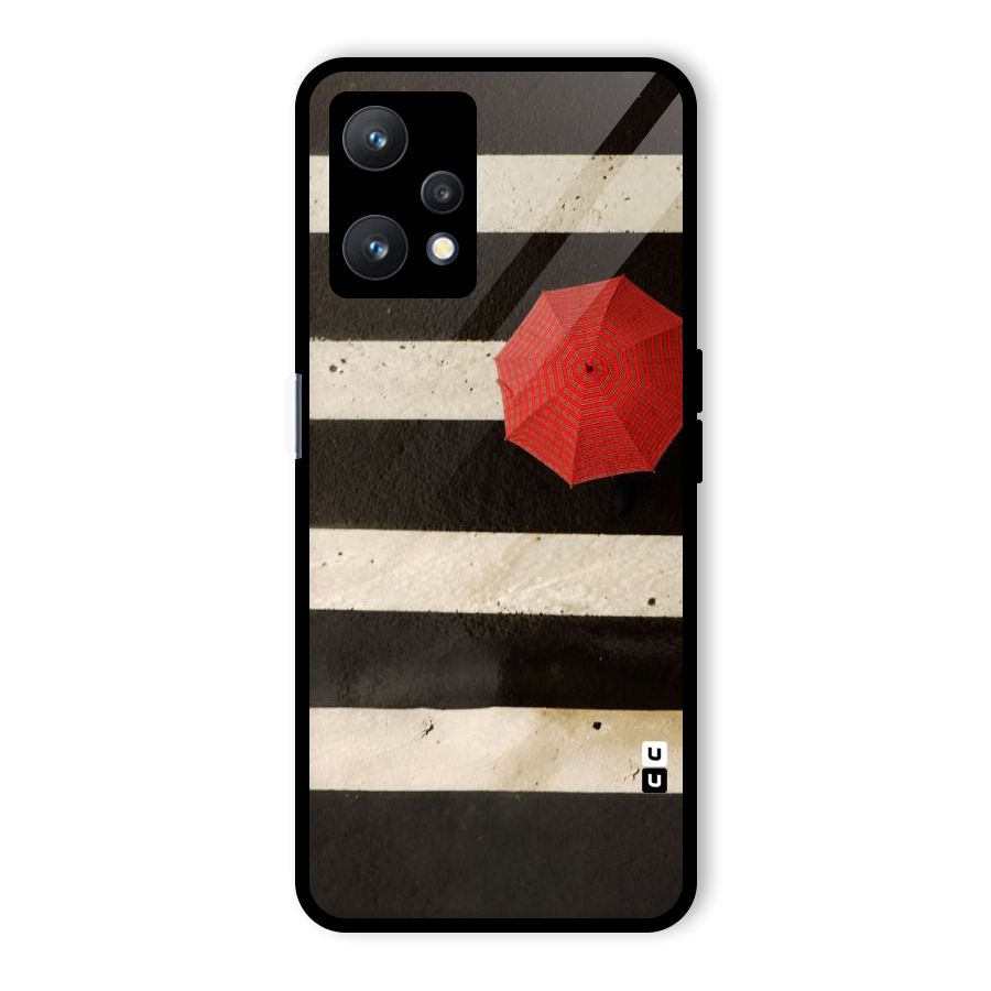 Single Red Umbrella Stripes Glass Back Case for Realme 9 Pro 5G