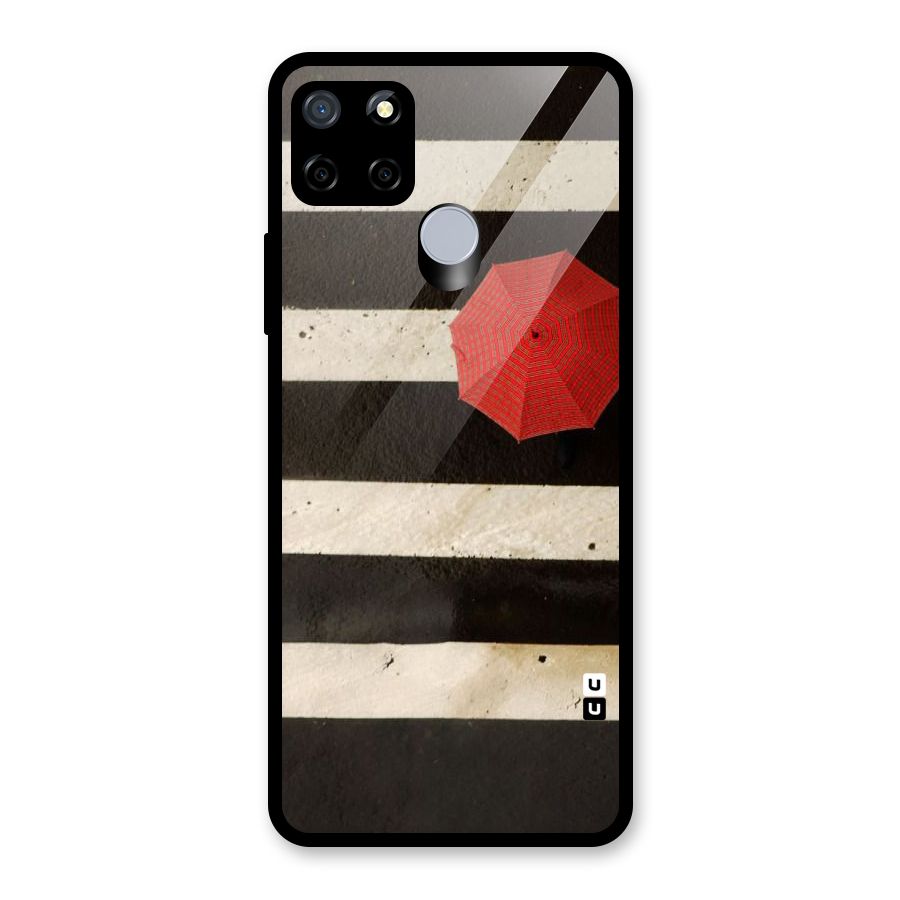 Single Red Umbrella Stripes Glass Back Case for Realme Narzo 20