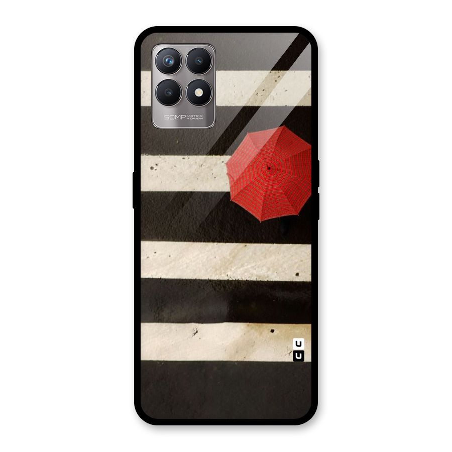 Single Red Umbrella Stripes Glass Back Case for Realme Narzo 50