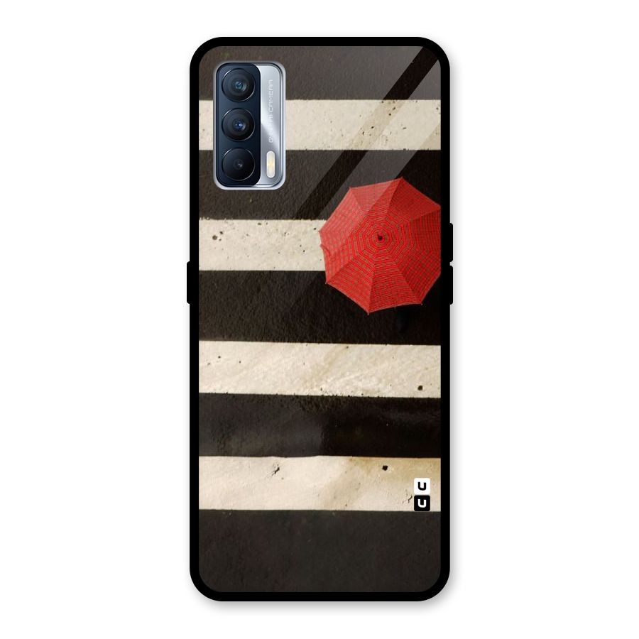Single Red Umbrella Stripes Glass Back Case for Realme X7