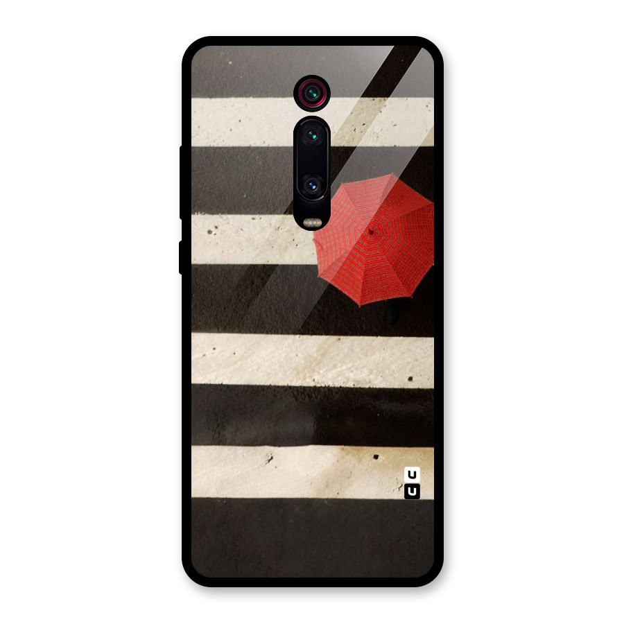 Single Red Umbrella Stripes Glass Back Case for Redmi K20 Pro