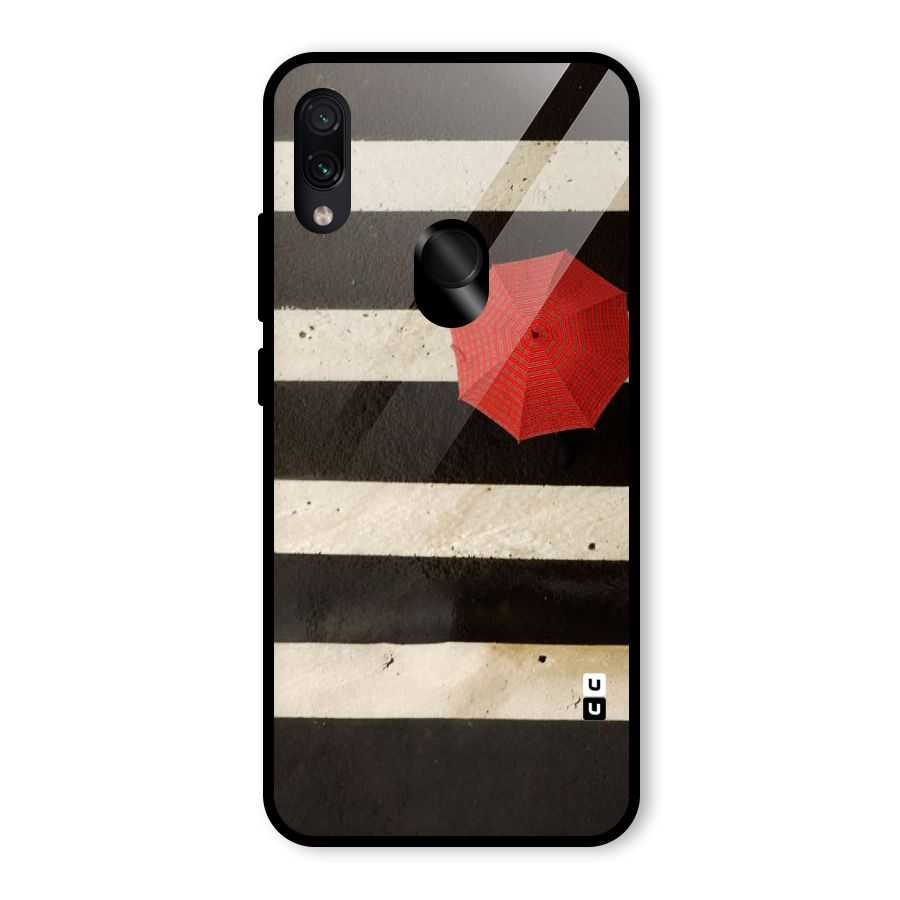 Single Red Umbrella Stripes Glass Back Case for Redmi Note 7 Pro