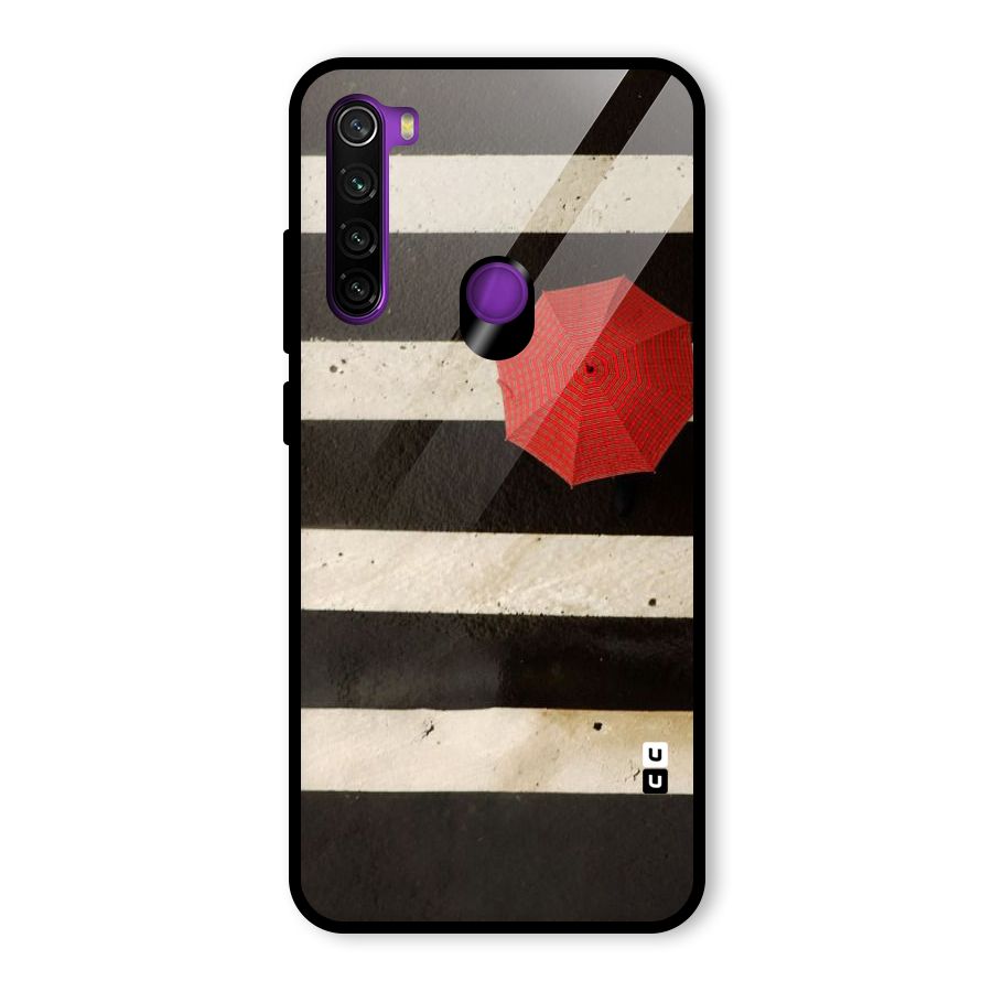 Single Red Umbrella Stripes Glass Back Case for Redmi Note 8