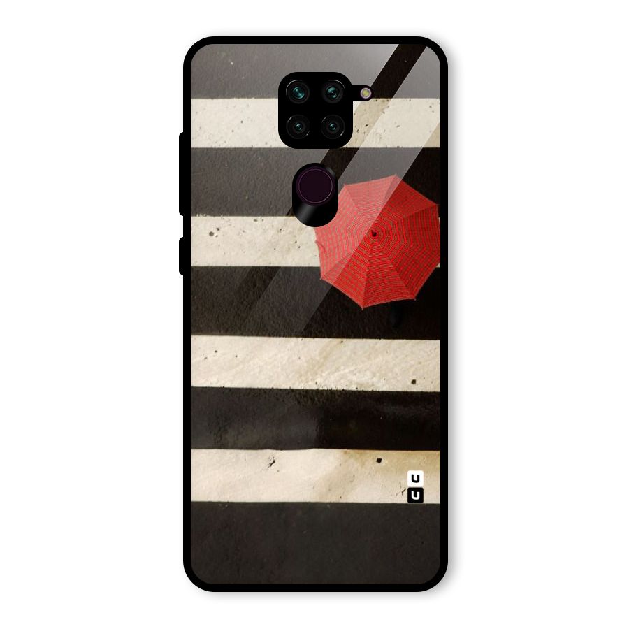 Single Red Umbrella Stripes Glass Back Case for Redmi Note 9