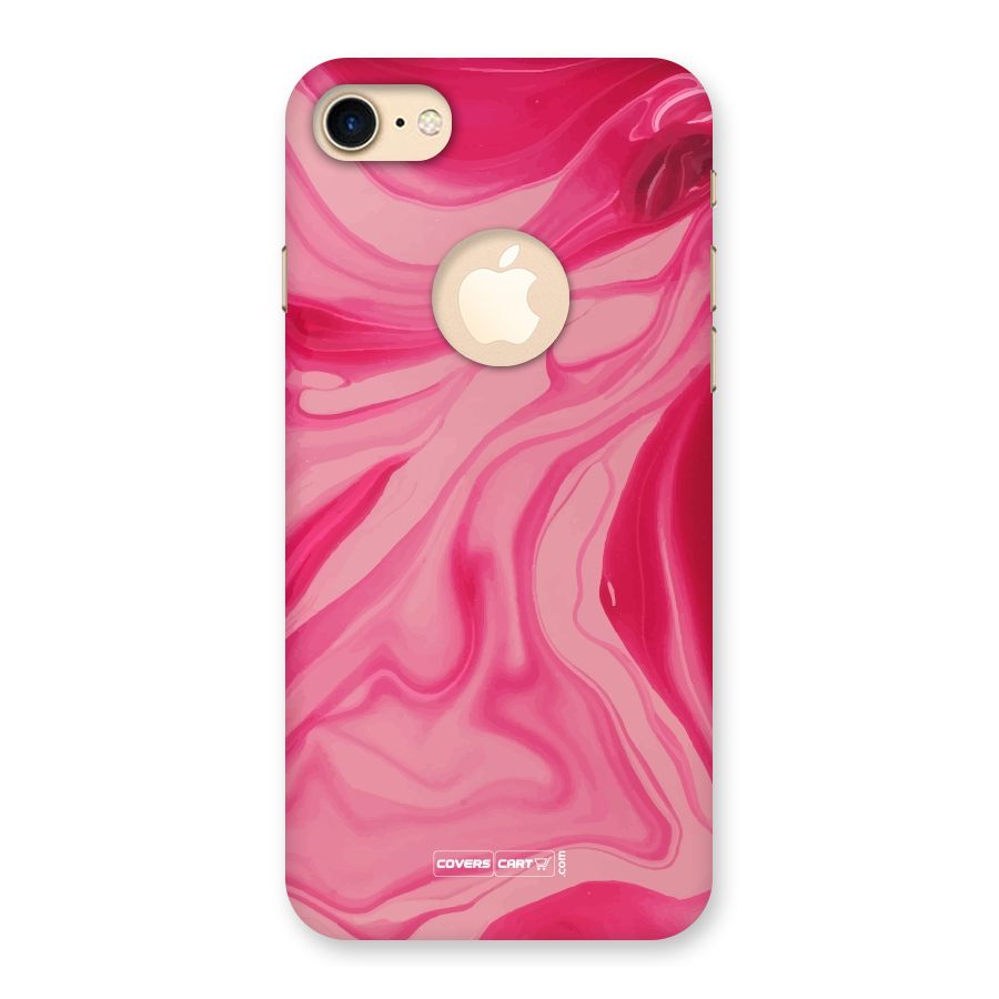 Sizzling Pink Marble Texture Back Case for iPhone 7 Logo Cut