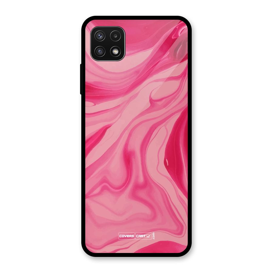 Sizzling Pink Marble Texture Glass Back Case for Galaxy A22 5G
