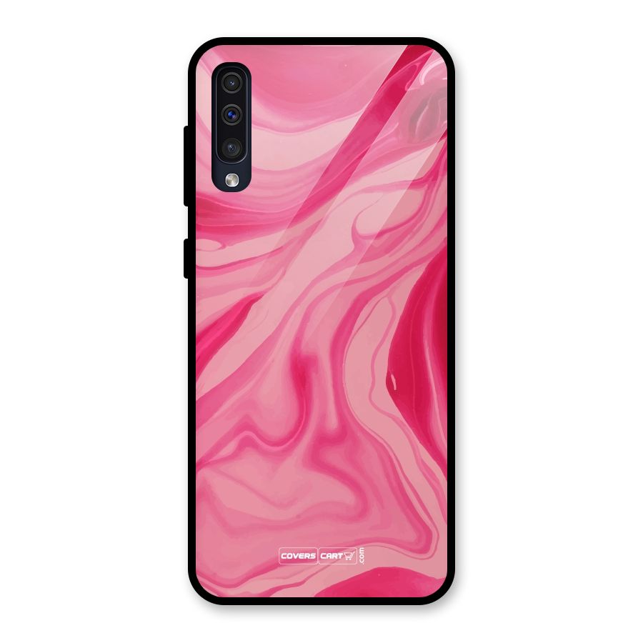 Sizzling Pink Marble Texture Glass Back Case for Galaxy A50