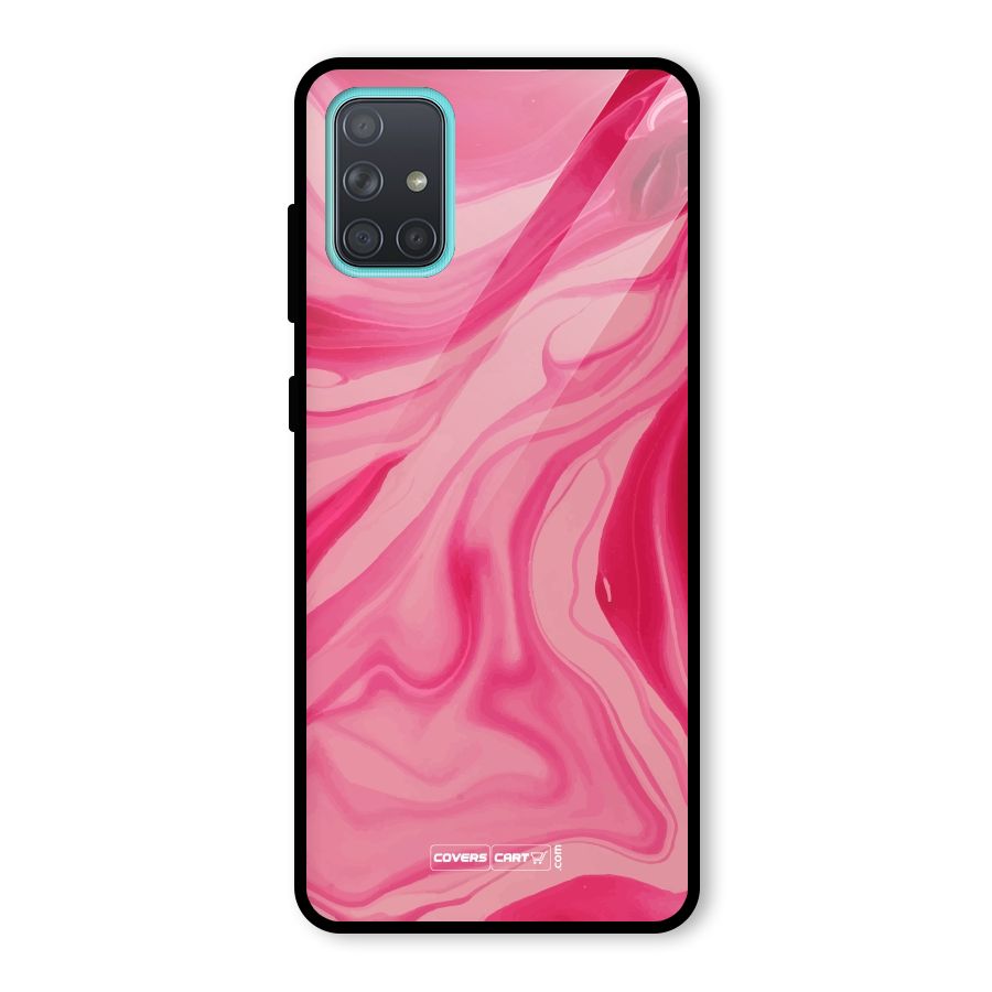 Sizzling Pink Marble Texture Glass Back Case for Galaxy A71
