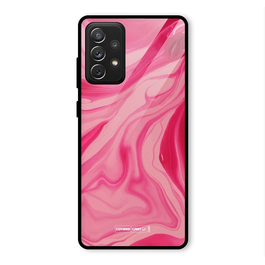 Sizzling Pink Marble Texture Glass Back Case for Galaxy A72