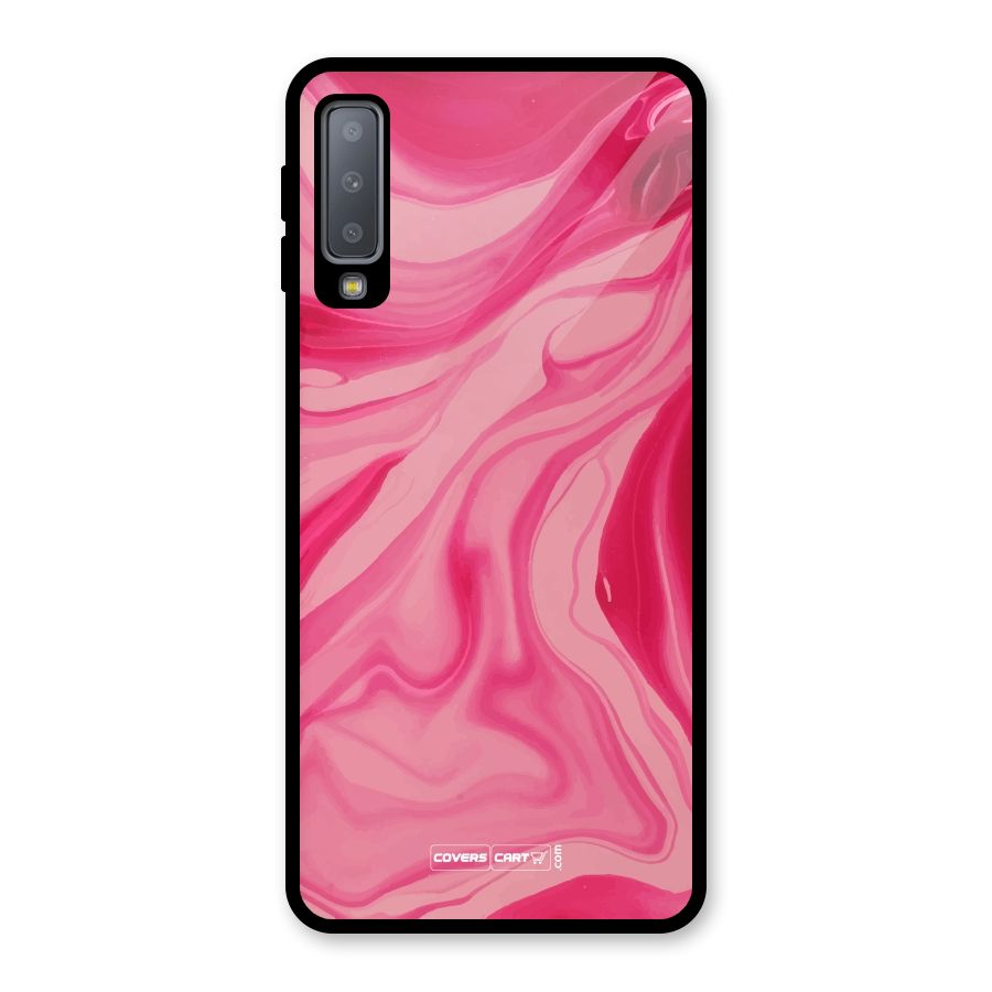Sizzling Pink Marble Texture Glass Back Case for Galaxy A7 (2018)