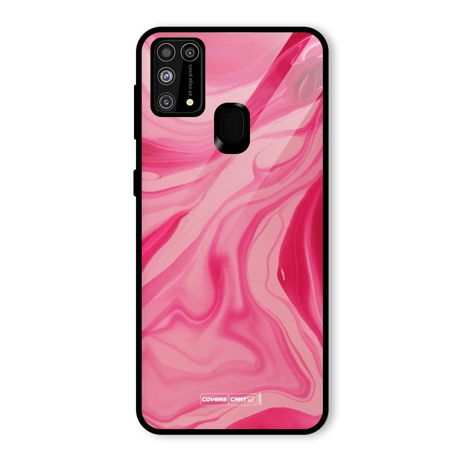 Sizzling Pink Marble Texture Glass Back Case for Galaxy F41