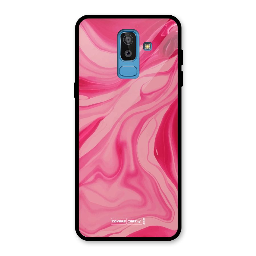 Sizzling Pink Marble Texture Glass Back Case for Galaxy J8