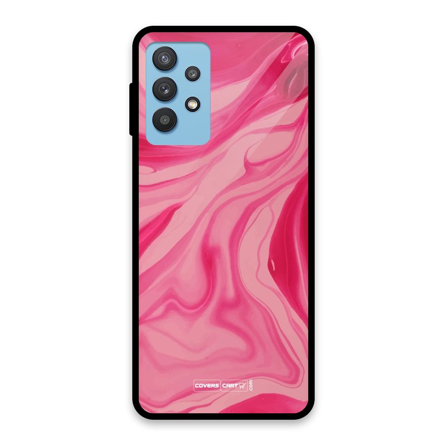 Sizzling Pink Marble Texture Glass Back Case for Galaxy M32 5G