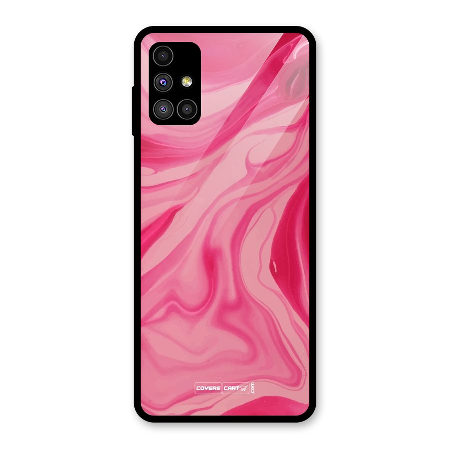 Sizzling Pink Marble Texture Glass Back Case for Galaxy M51