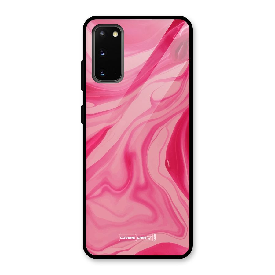 Sizzling Pink Marble Texture Glass Back Case for Galaxy S20