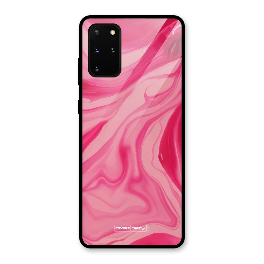 Sizzling Pink Marble Texture Glass Back Case for Galaxy S20 Plus