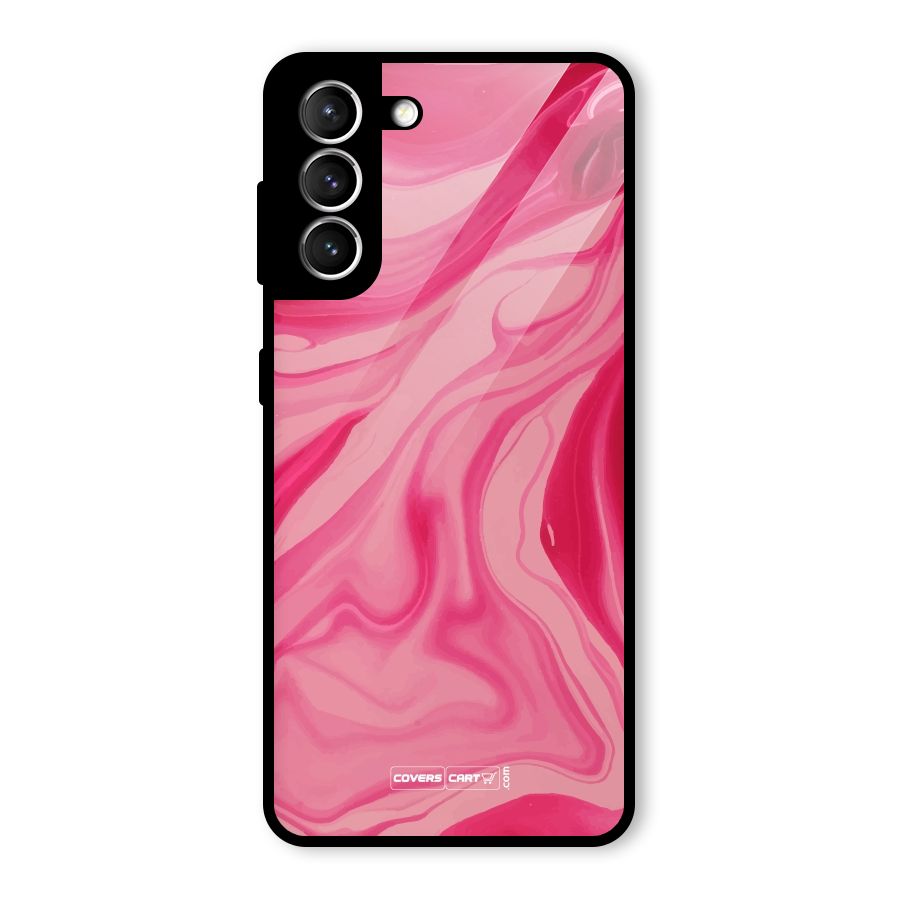 Sizzling Pink Marble Texture Glass Back Case for Galaxy S21 5G