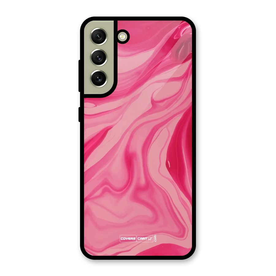 Sizzling Pink Marble Texture Glass Back Case for Galaxy S21 FE 5G