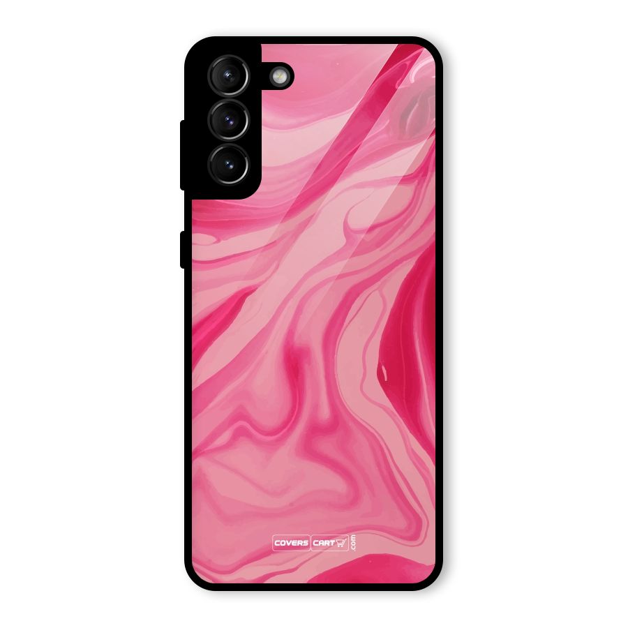 Sizzling Pink Marble Texture Glass Back Case for Galaxy S21 Plus
