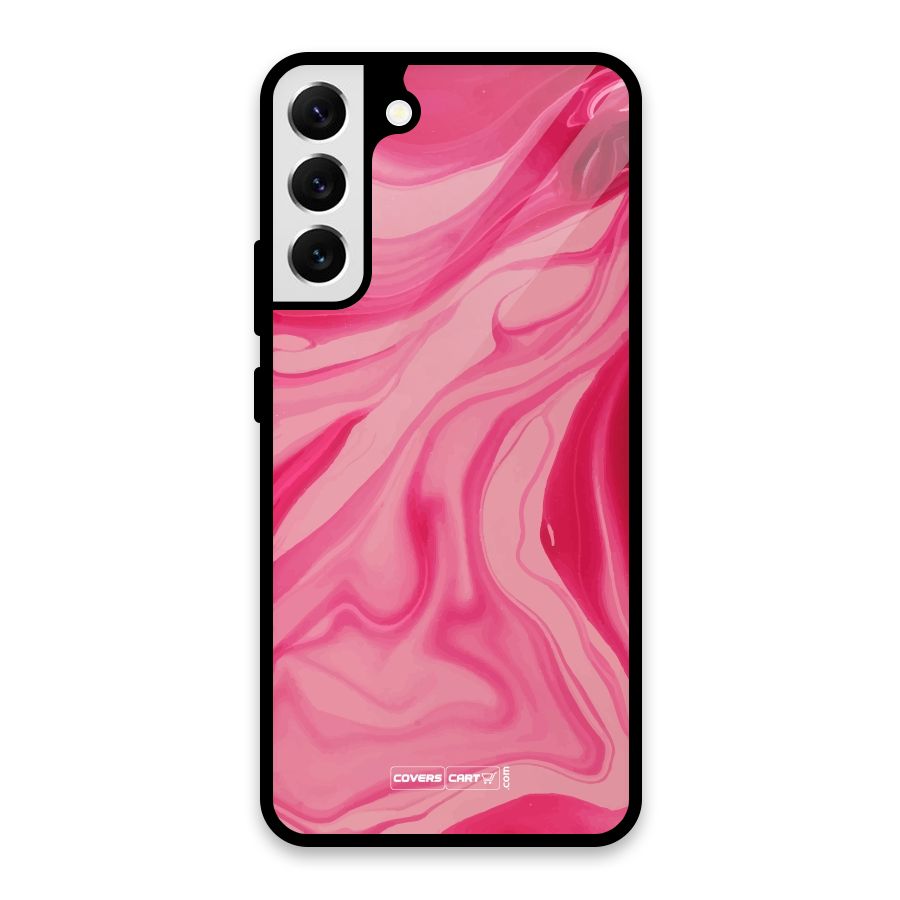 Sizzling Pink Marble Texture Glass Back Case for Galaxy S22 Plus 5G