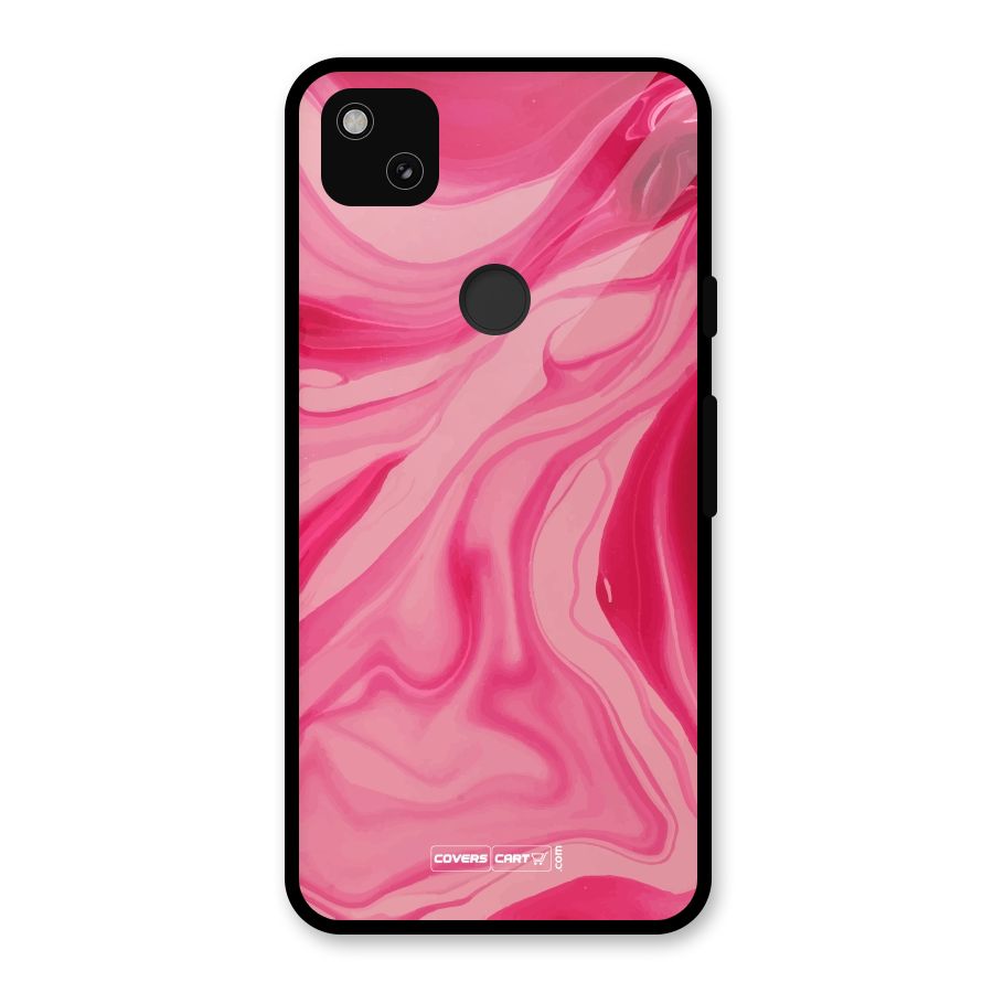 Sizzling Pink Marble Texture Glass Back Case for Google Pixel 4a