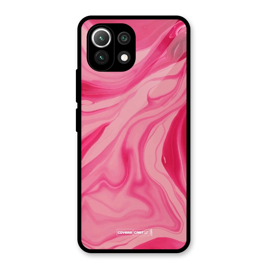 Sizzling Pink Marble Texture Glass Back Case for Mi 11 Lite