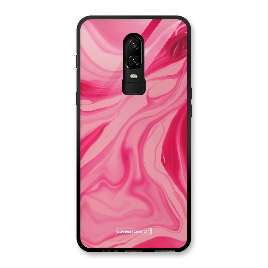 Sizzling Pink Marble Texture Glass Back Case for OnePlus 6