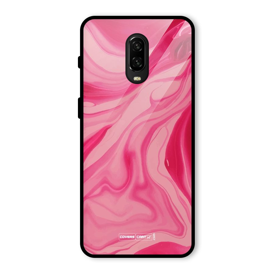 Sizzling Pink Marble Texture Glass Back Case for OnePlus 6T
