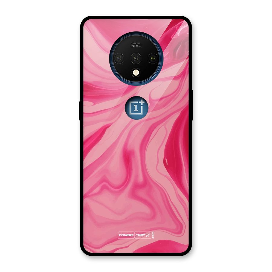 Sizzling Pink Marble Texture Glass Back Case for OnePlus 7T