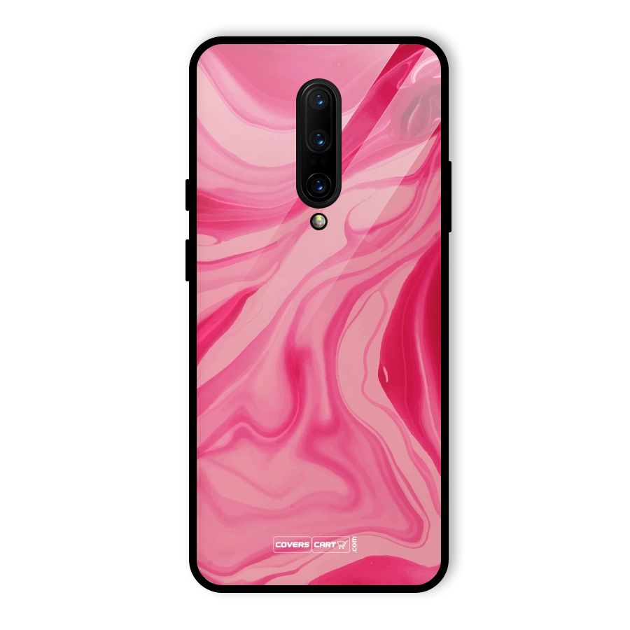 Sizzling Pink Marble Texture Glass Back Case for OnePlus 7 Pro