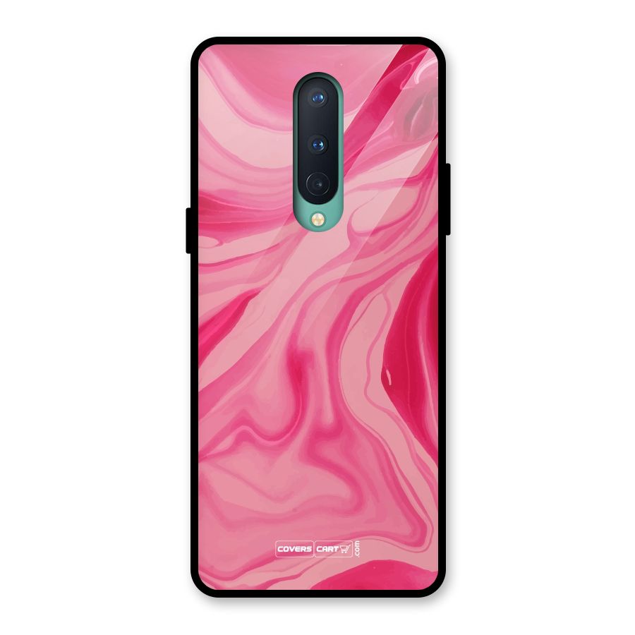 Sizzling Pink Marble Texture Glass Back Case for OnePlus 8