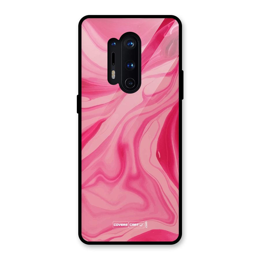 Sizzling Pink Marble Texture Glass Back Case for OnePlus 8 Pro