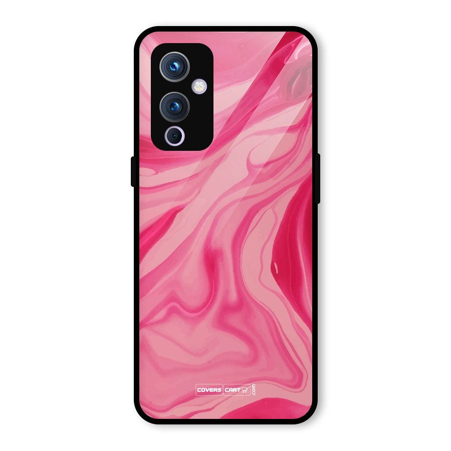 Sizzling Pink Marble Texture Glass Back Case for OnePlus 9