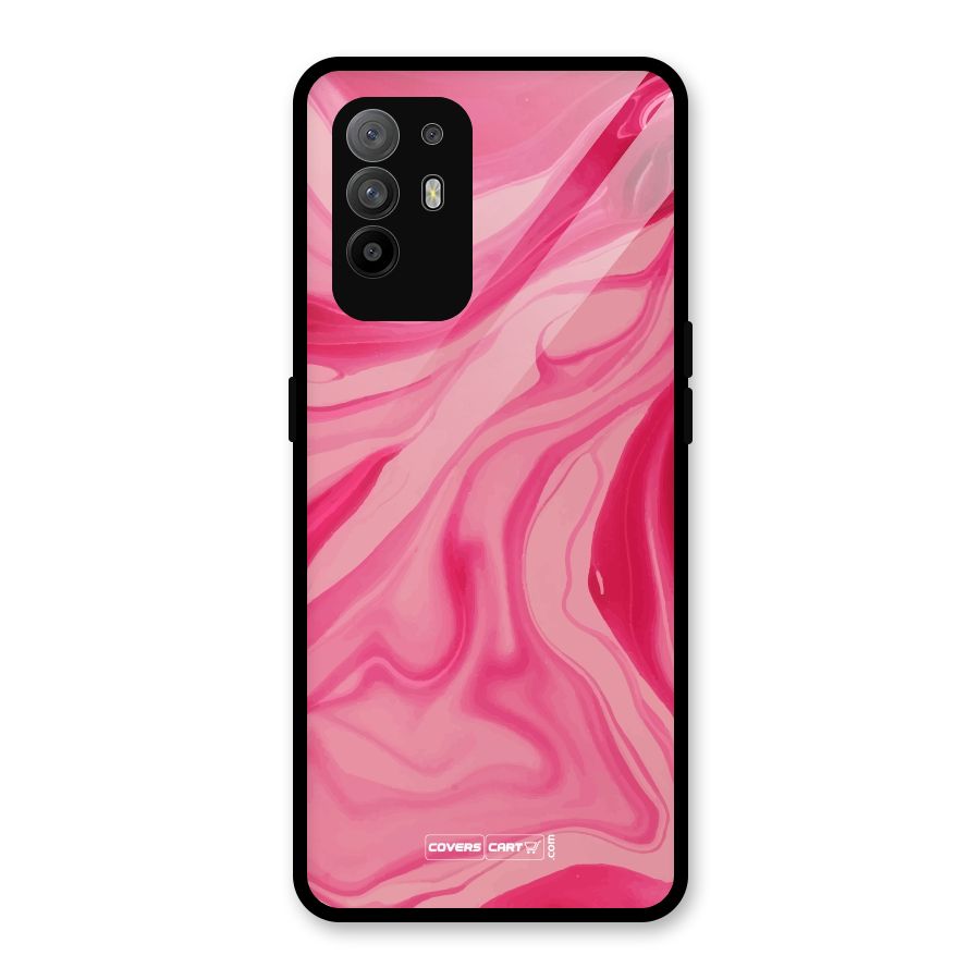 Sizzling Pink Marble Texture Glass Back Case for Oppo F19 Pro Plus 5G