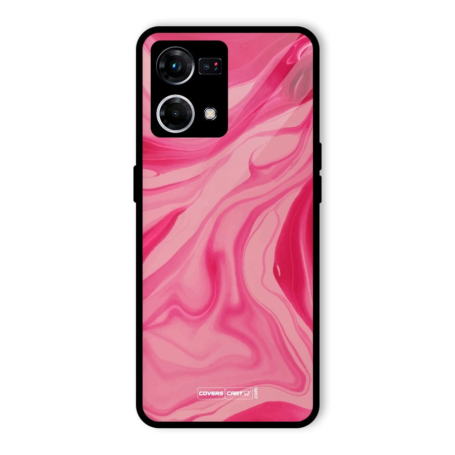 Sizzling Pink Marble Texture Glass Back Case for Oppo F21s Pro 4G