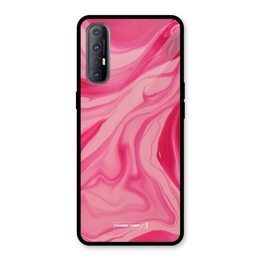 Sizzling Pink Marble Texture Glass Back Case for Oppo Reno3 Pro