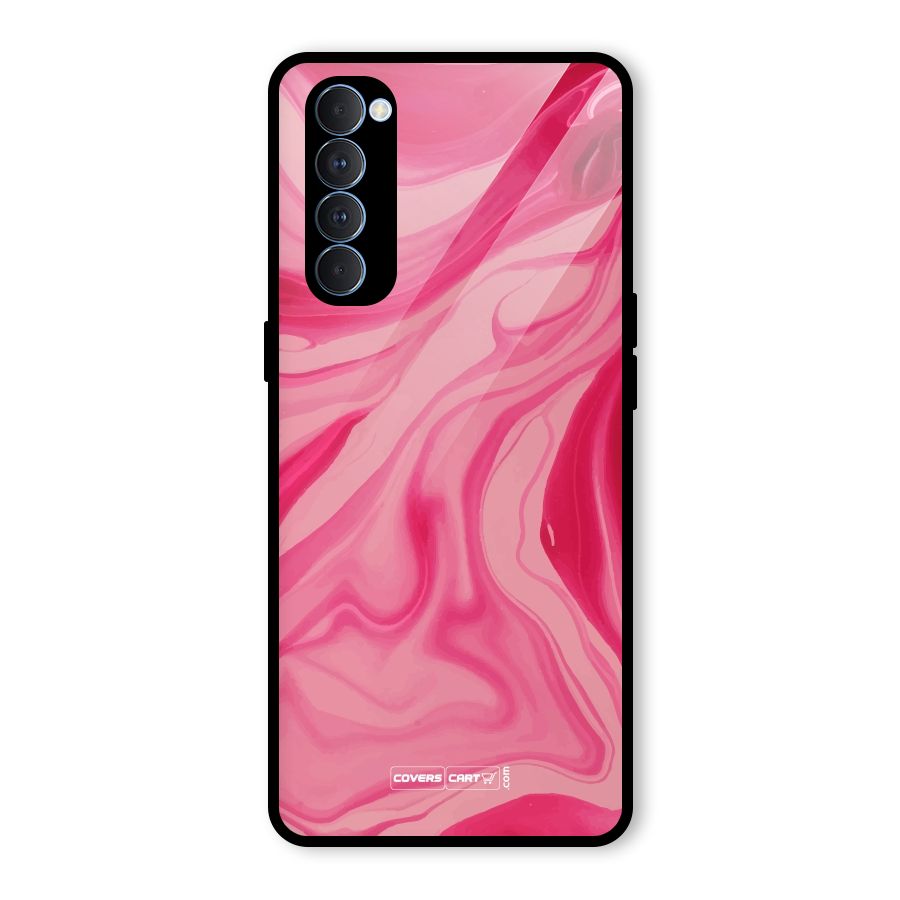 Sizzling Pink Marble Texture Glass Back Case for Oppo Reno4 Pro